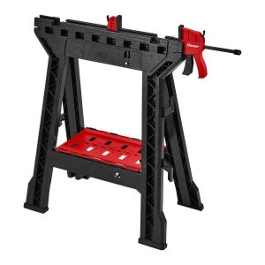 BAUER - 32 in. Polypropylene Folding Sawhorse with Bar Clamp, 500 lb. Capacity - 58874