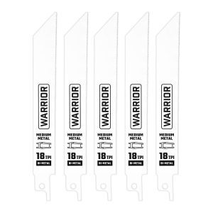 WARRIOR - 6 in., 18 TPI Metal-Cutting Bi-Metal Reciprocating Saw Blades, 5-Pack - 68034