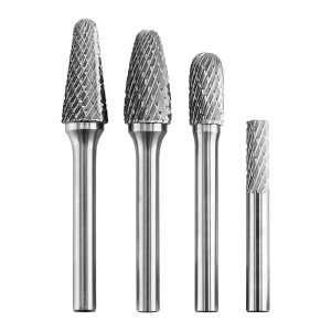 CHIEF - 2 in. Double-Cut Genuine Solid Carbide Burrs, 4-Piece - 56405