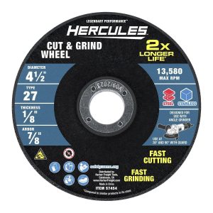 HERCULES - Rueda de Corte y Desbaste 4-1/2 in. x 1/8 in. x 7/8 in., Tipo 27 - 57454