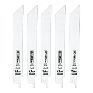 WARRIOR - 6 in., 24 TPI Metal-Cutting Bi-Metal Reciprocating Saw Blades, 5-Pack - 68035
