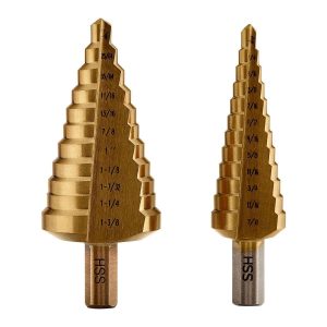 WARRIOR - 3/16 in. to 1-3/8 in., #4 Titanium Step Drill Bit (12-Steps), and #5 (11-Steps) - 96275