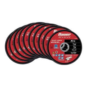 BAUER - 4-1/2 in. x 1/16 in. x 7/8 in., Type 01/41 Metal Cut-Off Wheels, 10-Pack - 71066