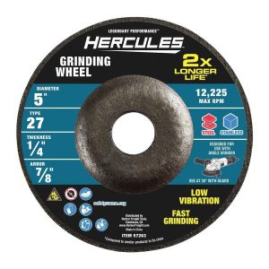 HERCULES - 5 in. x 1/4 in. x 7/8 in., Type 27 Metal Grinding Wheel - 57263