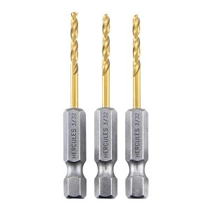 HERCULES - 3/32 in. Impact-Rated Hex Shank Titanium Drill Bit Set, 3-Piece - 64887