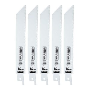 WARRIOR - 6 in., 14 TPI Metal-Cutting Bi-Metal Reciprocating Saw Blades, 5-Pack - 68033