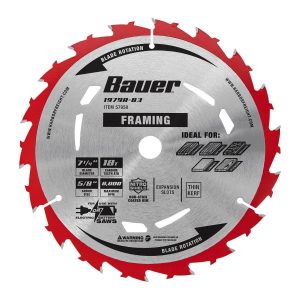 BAUER - 7-1/4 in., 18T Framing Circular Saw Blade - 57950