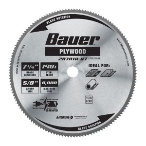 BAUER - 7-1/4 in., 140T Plywood Circular Saw Blade - 57094