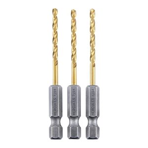 HERCULES - 7/64 in. Impact-Rated Hex Shank Titanium Drill Bit Set, 3-Piece - 64890