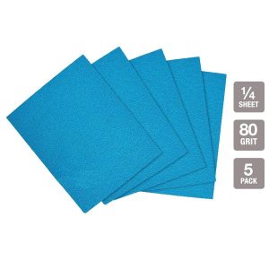 HERCULES - 4-1/2 in. x 5-1/2 in., 80-Grit, 1/4 Sheet Sandpaper with Ceramic Alumina Grain, 5-Pack - 58133