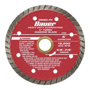 BAUER - 4 in. Turbo Rim Wet or Dry Cut Diamond Saw Blade - 57894