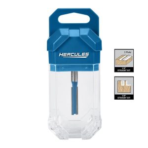 HERCULES - 2 Flute, 1/4 in. x 1 in. Straight Router Bit with 1/4 in. Shank - 59257