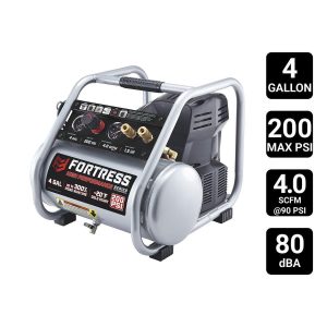 Compresor de aire portátil de 4 galones y 200 PSI para obras, alto rendimiento y libre de aceite | FT4200