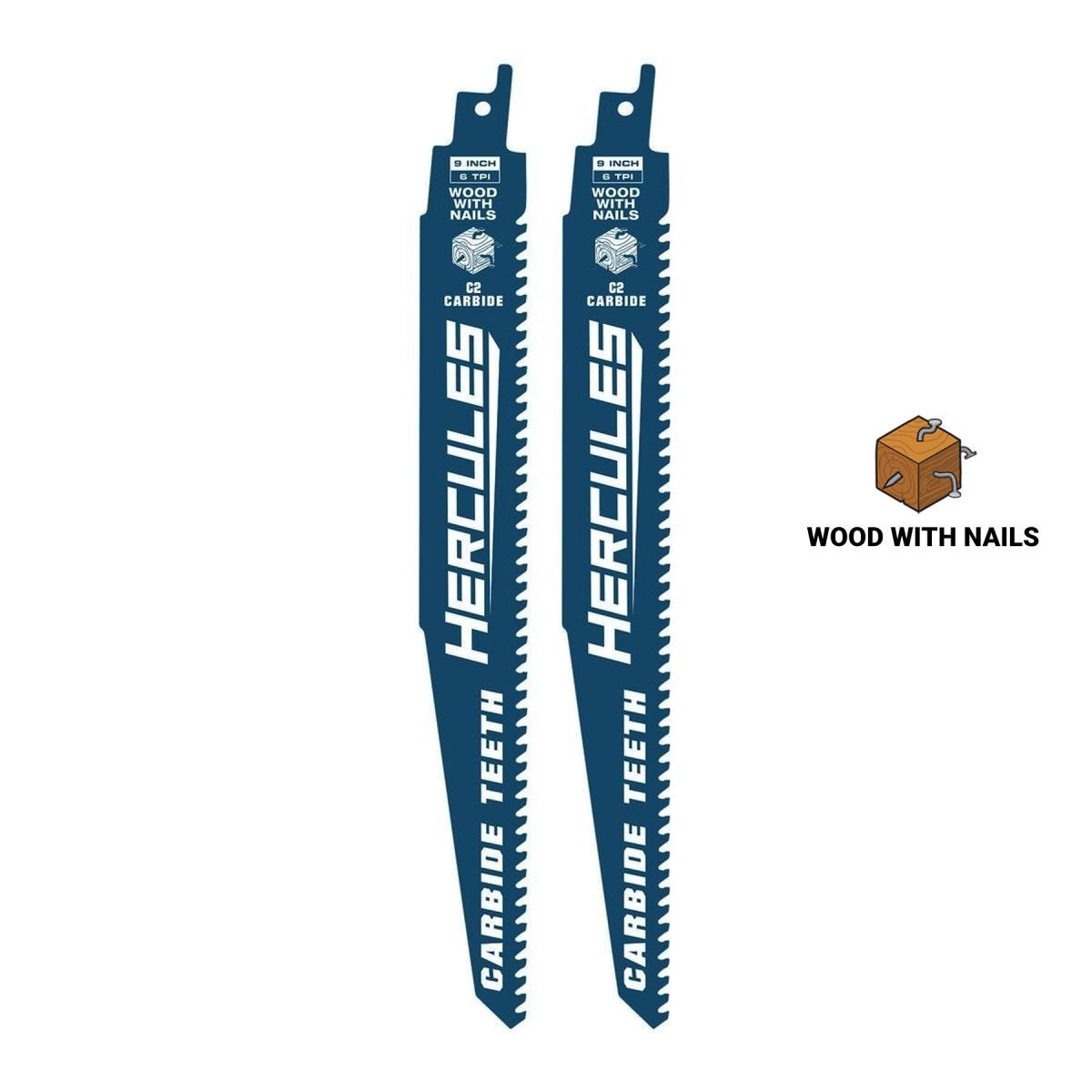 Juego de 2 hojas de sierra reciprocante de carburo de 9 pulgadas HERCULES HA25-BR4 | 56900