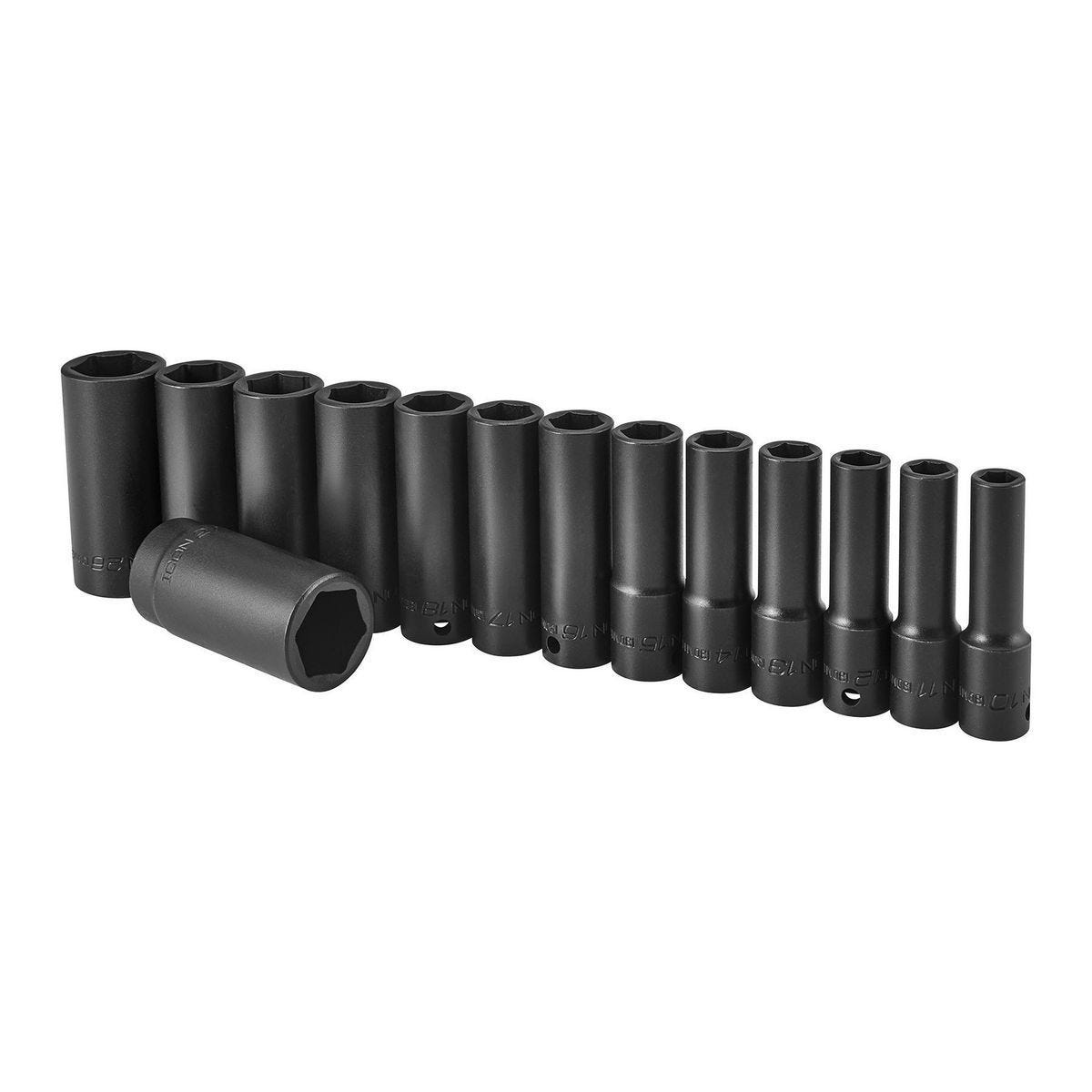 Juego de dados de impacto largos profesionales métricos de 1/2 pulgada, 14 piezas | I3DM-14