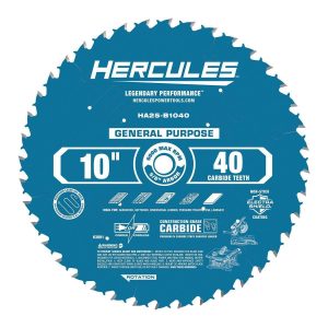 Hoja de sierra de inglete y de mesa de 10 pulgadas, 40 dientes, uso general HERCULES | HA25-B1040