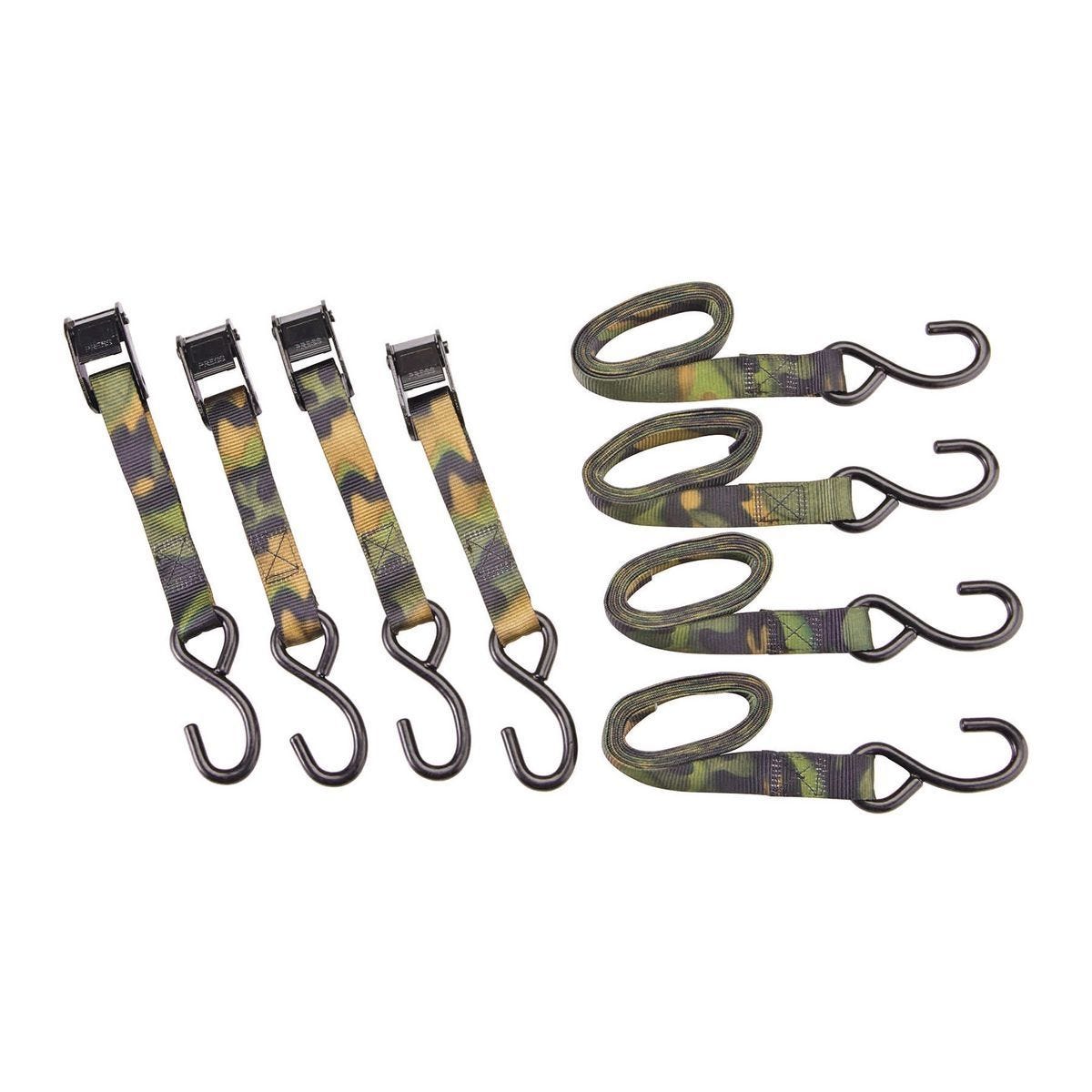 Juego de 4 correas de amarre con hebilla de camuflaje, capacidad de 400 lb, 6 pies x 1 pulgada | 61918