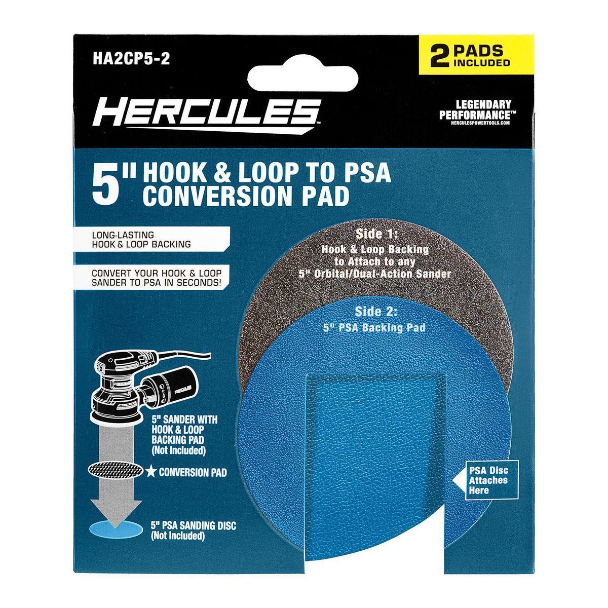 Juego de 2 almohadillas de conversión de 5 pulgadas de gancho y lazo a PSA para lijadoras | HA2CP5-3