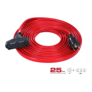 Adaptador de extensión plana triple para generador, 25 pies, 30 A, 125V, salida L5-30 | 70796
