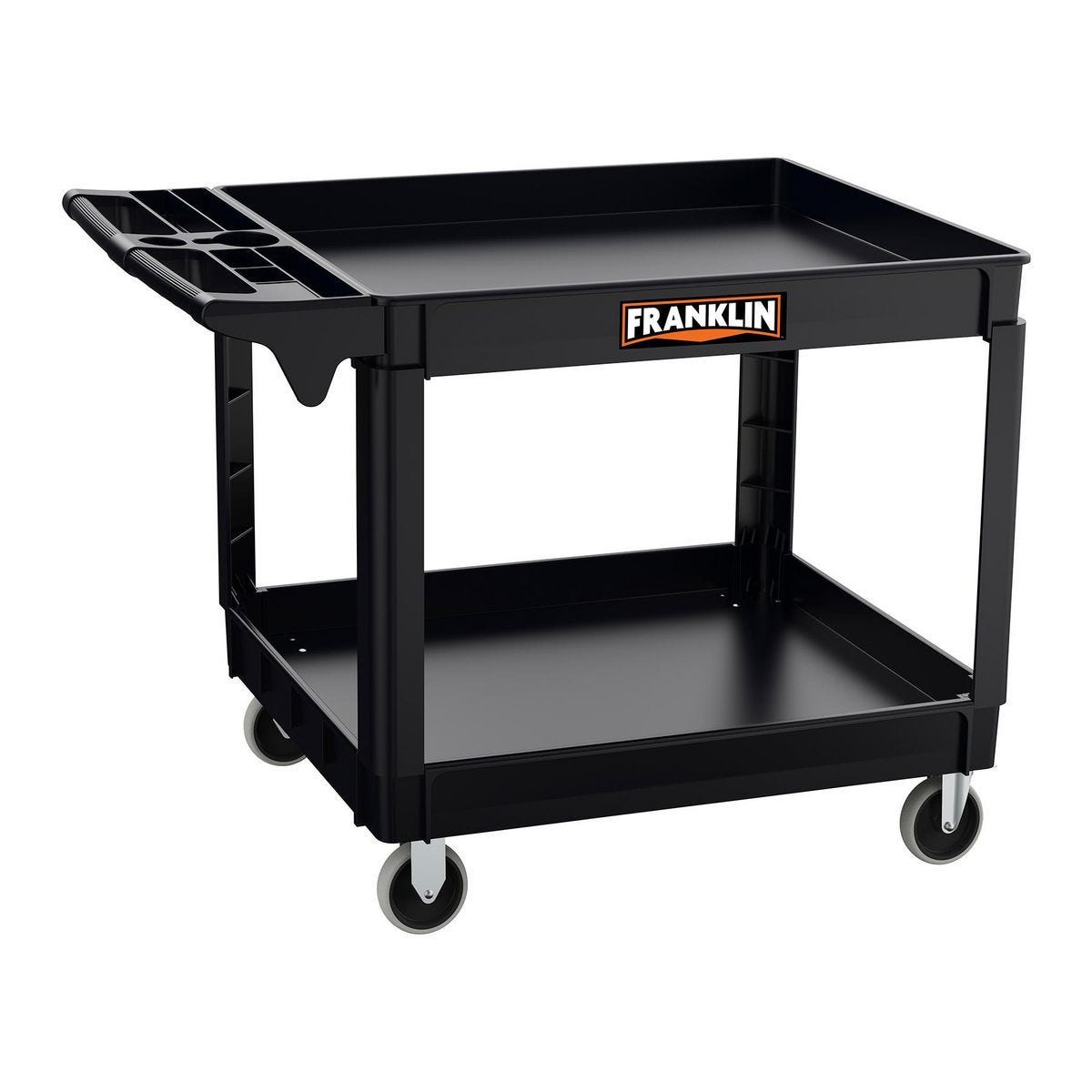 Carrito de servicio de 2 estantes, 36 x 24 pulgadas, color negro | 73333