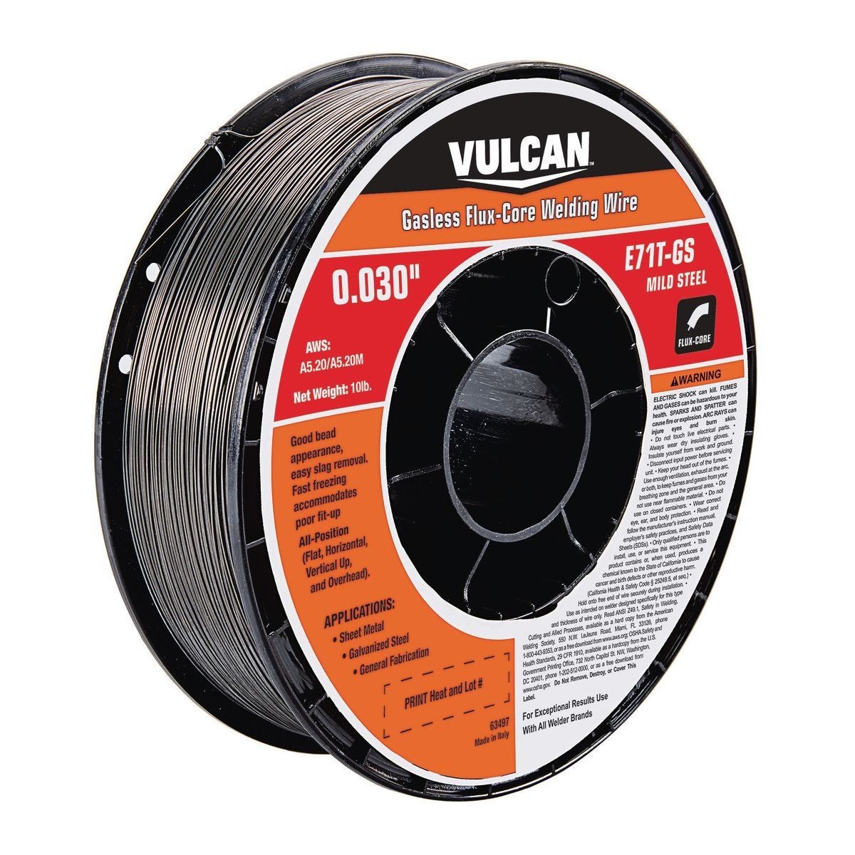 Alambre de soldadura con núcleo de fundente E71T-GS de 0.030 pulgadas, rollo de 10 lb | 63497