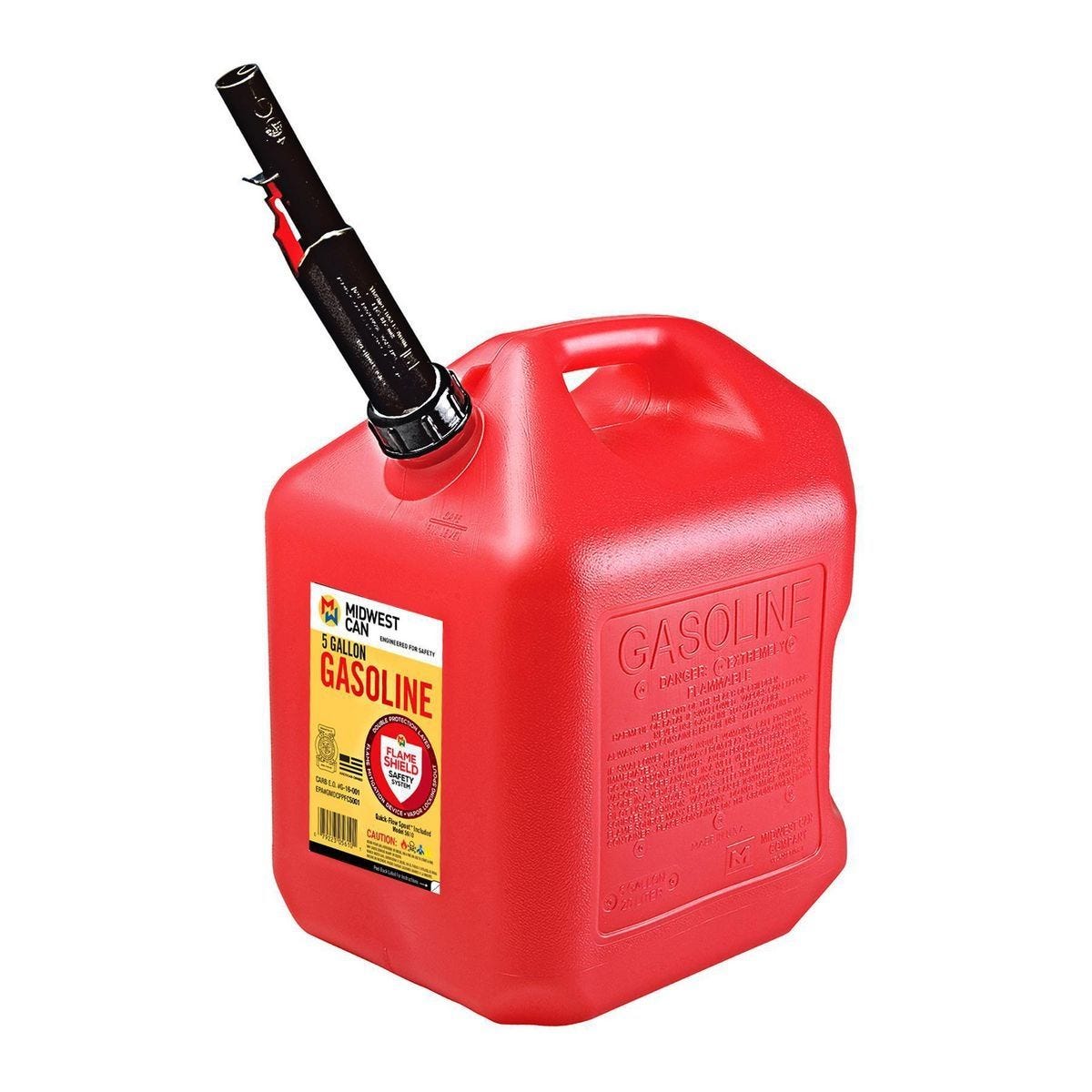 Bidón de gasolina de 5 galones con certificación CARB y sistema de seguridad FlameShield | 56419