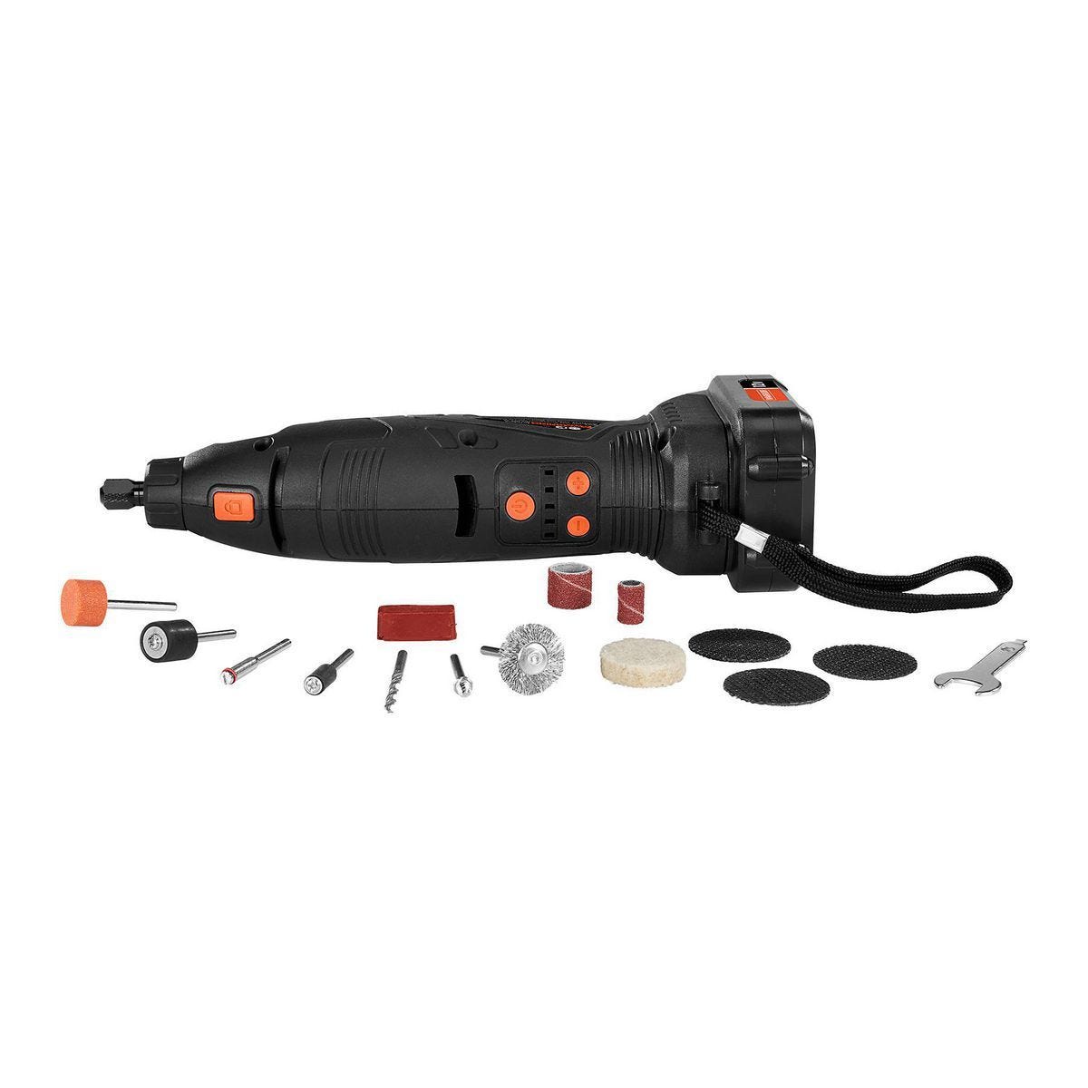 Kit de herramienta rotativa inalámbrica 12V con 19 accesorios, batería y cargador | 59437