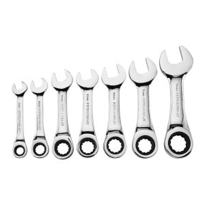 Juego de llaves combinadas stubby con trinquete métricas, 7 piezas | 93922