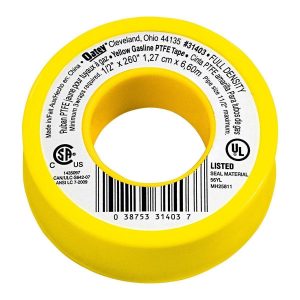 Cinta selladora amarilla para gas PTFE, 1/2 pulg. x 21-2/3 pies, Oatey | 57495