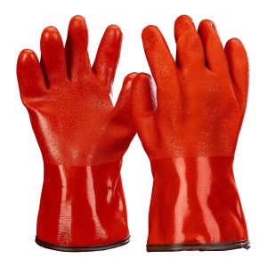 Guantes de seguridad con recubrimiento de PVC color naranja, forro polar para clima frío | 99691