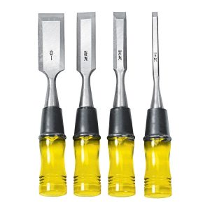 Juego de 4 Cinceles para Madera con Mango de PVC Transparente | 69471