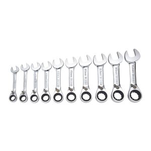 Juego profesional de llaves combinadas stubby con trinquete métricas, 10 piezas | WRSTM-10