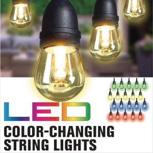 Luces LED de cuerda para exterior, 24 pies, 12 focos, resistentes y con cambio de color | 56521