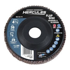 Disco de lija de tela HERCULES 4-1/2 pulg. x 7/8 pulg., grano 36, tipo 29, con respaldo plástico y grano cerámico | HA122-F1