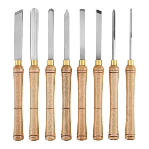 Juego de 8 Cinceles para Torno de Madera de Acero al Carbón Templado | 70461