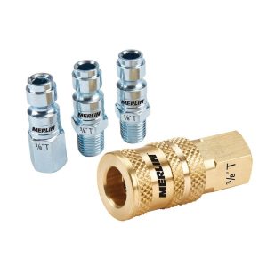Juego de acoplador rápido y tapones automotriz de 3/8 pulgadas, 4 piezas | 63545