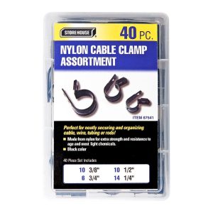 Juego de 40 abrazaderas de nylon negro para organizar cables y tubos | 67541