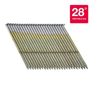 Clavos galvanizados para estructura de 3 pulgadas, anillo de sujeción, ángulo de 28°, paquete de 2000 | 57984