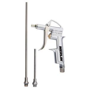 Juego de pistola de aire comprimido Merlin con 3 boquillas para limpieza industrial y taller | 64149
