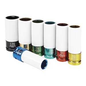 Juego de 7 piezas de dados de impacto para tuercas de rueda, 1/2 pulgada, SAE y métrico | 69781