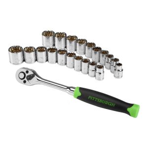 Juego de dados de 21 piezas SAE y métrico con alta visibilidad para llave de 3/8 pulgadas | 61954