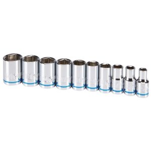 Juego de dados cromados métricos de 10 piezas para llave de 1/4 de pulgada | 64205
