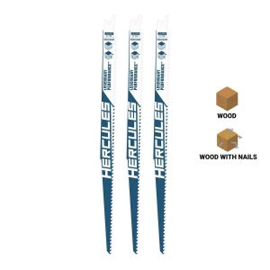 Juego de 3 hojas para sierra reciprocante de 12 pulgadas, 6 TPI, para corte de madera y demolición | HA25-BR9