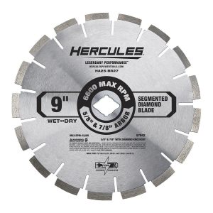 Disco de diamante HERCULES de 9 pulgadas con borde segmentado para corte rápido de concreto y asfalto | HA25-BR27