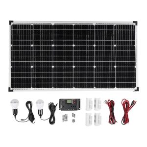 Kit de panel solar monocristalino de 100 watts con controlador y accesorios | 70735