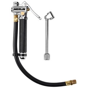 Inflador de neumáticos con manómetro y cabezal doble inclinado, juego de 2 piezas | 63543