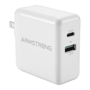 Cargador rápido de pared dual puerto PD de 38 watts con USB-C y USB-A