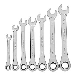 Juego de llaves combinadas de carraca métricas, 7 piezas | 95552