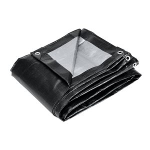 Lona extrarresistente de 12 x 16 pies, plateada y negra, de 12 mil, resistente a la intemperie | 59272