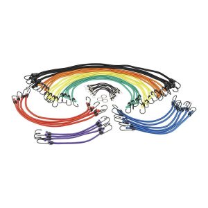 Juego de 40 Cuerdas Elásticas de Amarre Multicolor con Ganchos de Acero | 60596